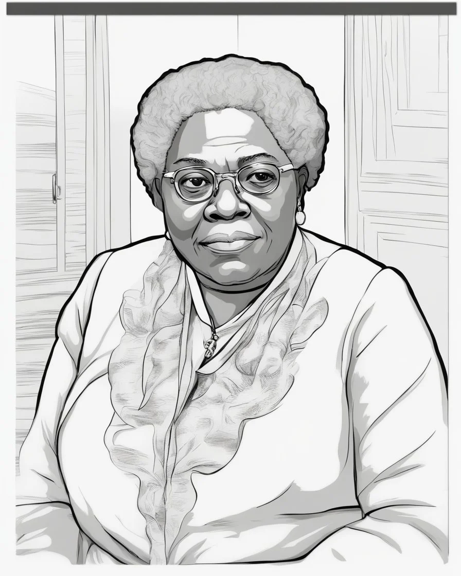 Outline art for coloring pages with MARY MCLEOD BETHUNE , white background, sketch style, only use black outline, white background, no shadows and well and clear outline , white background, sketch style, only use black outline, white background, no shadows and well and clear outline