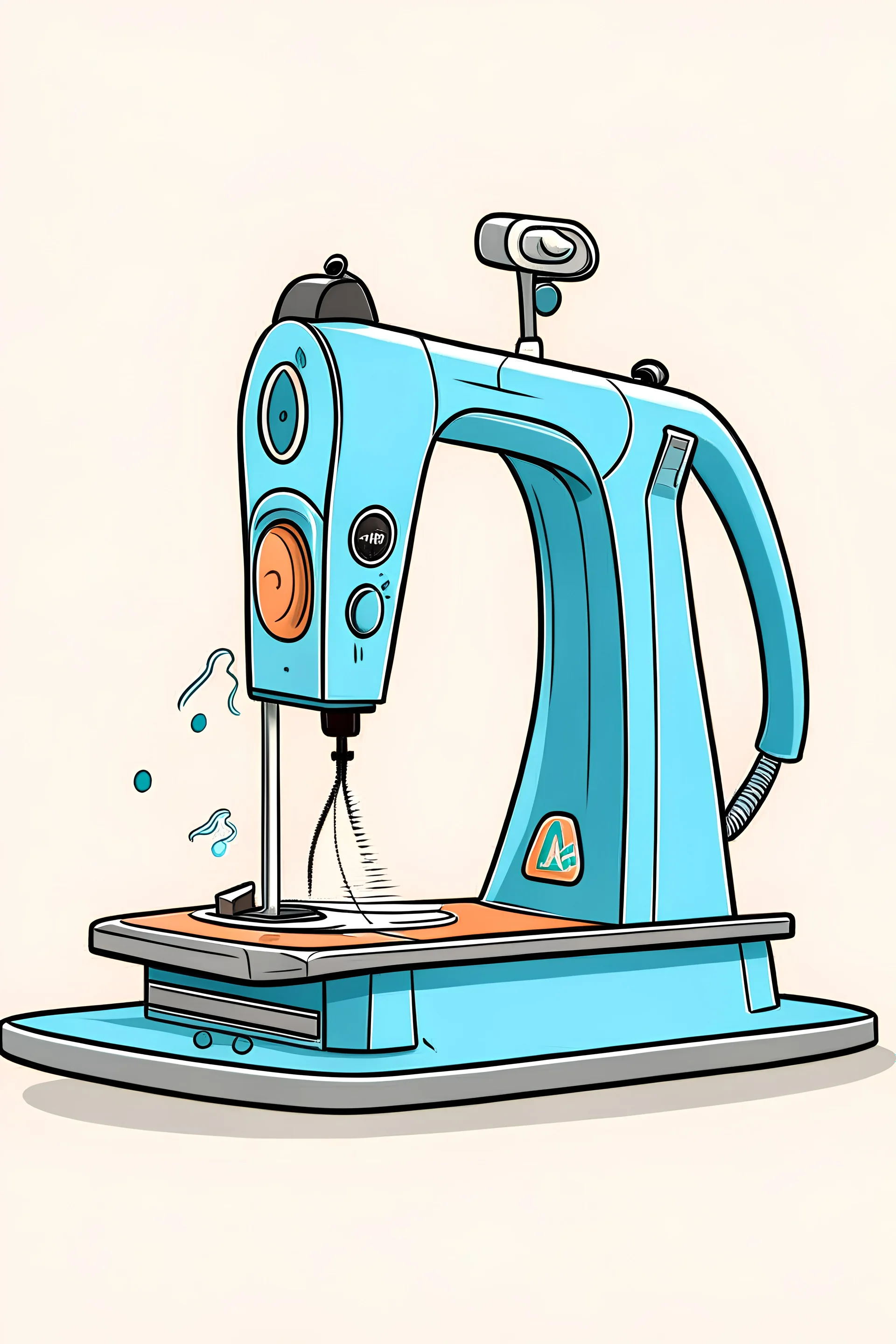 An image of a men's ironing machine in cartoon form