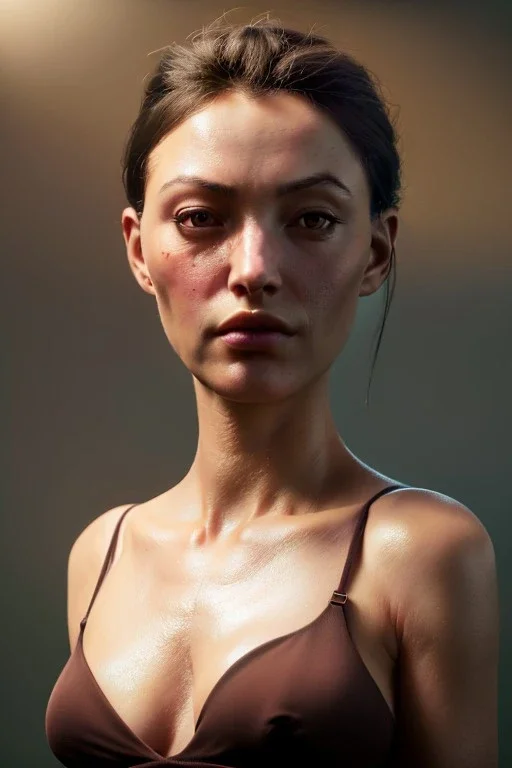 Realistic image, waist up portrait, sexy woman, muppet head for woman head, concept art, smooth, unreal engine 5, god lights, ray tracing, RTX, lumen lighting, ultra detail, volumetric lighting, 3d, finely drawn, high definition, 4k.