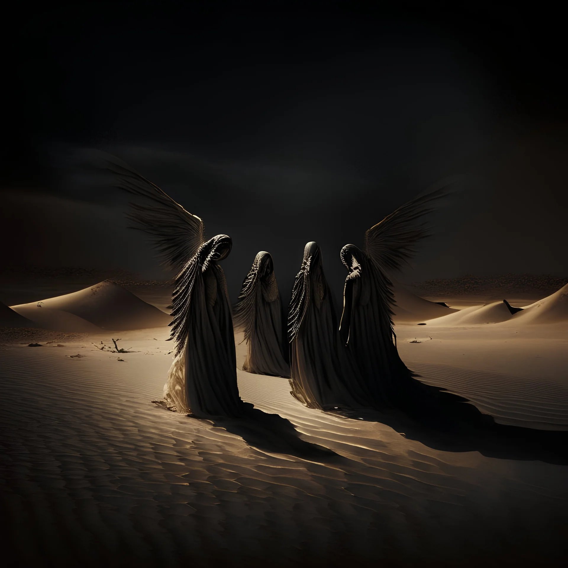 angels in a dark desert