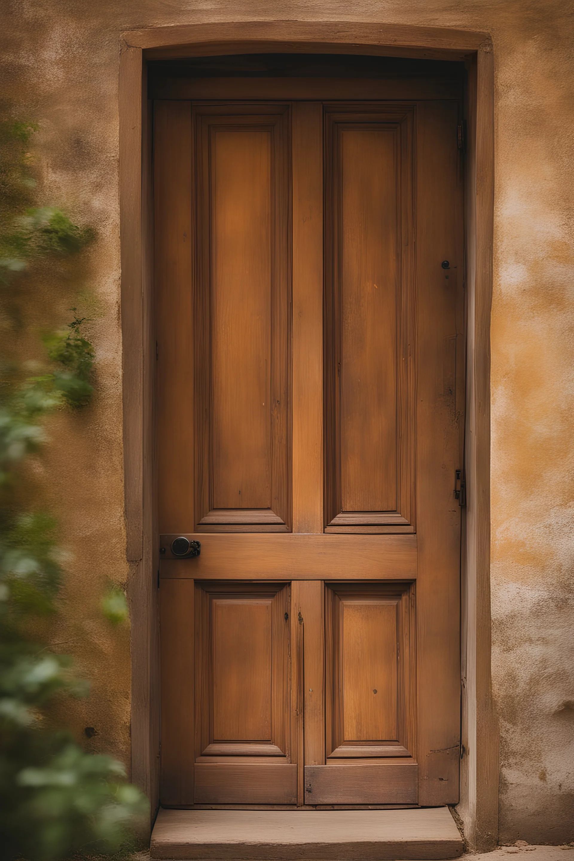 Antique wooden door leading to a hallway and to a house full of children