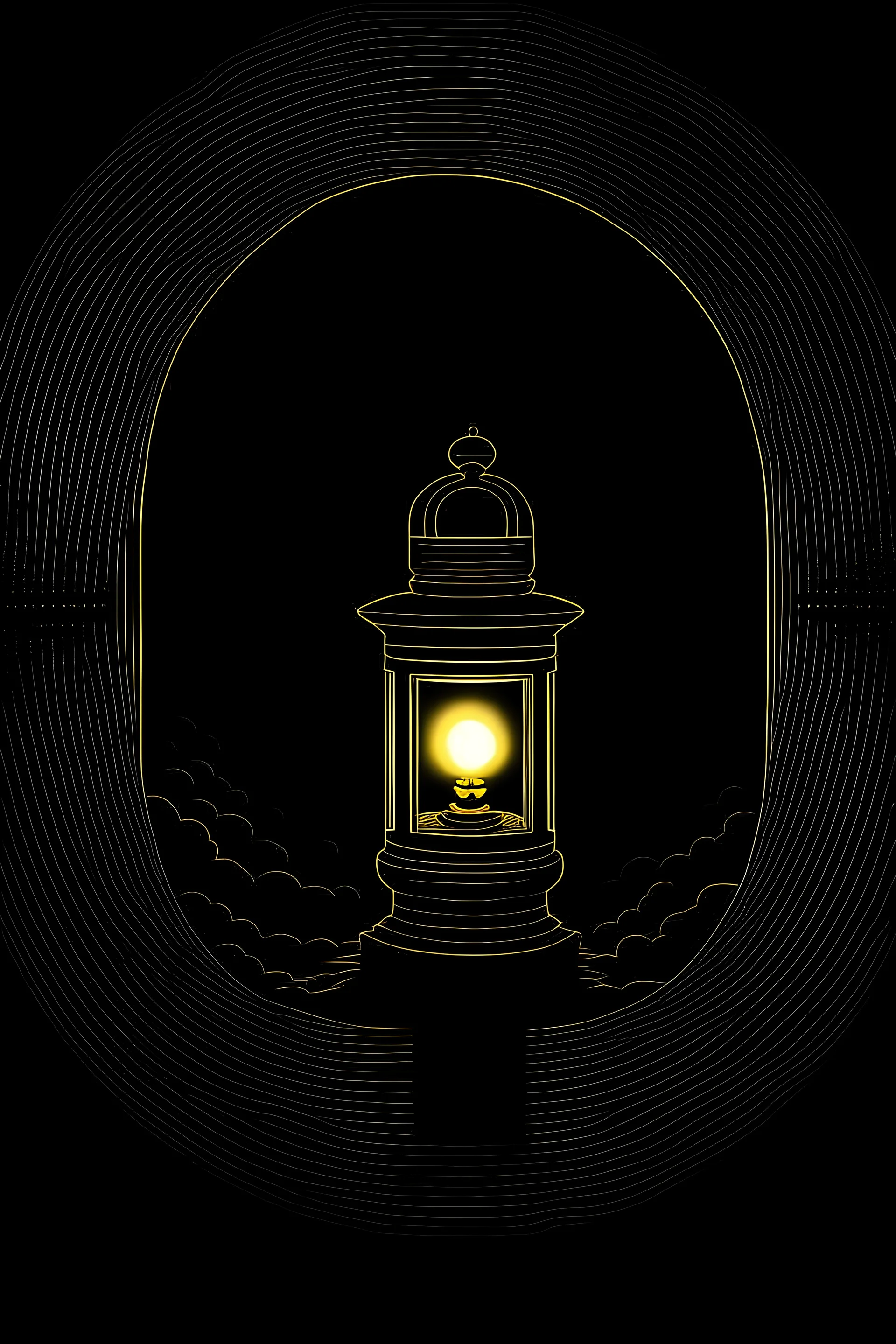 An illustration of a lattern surrounded by darkness.