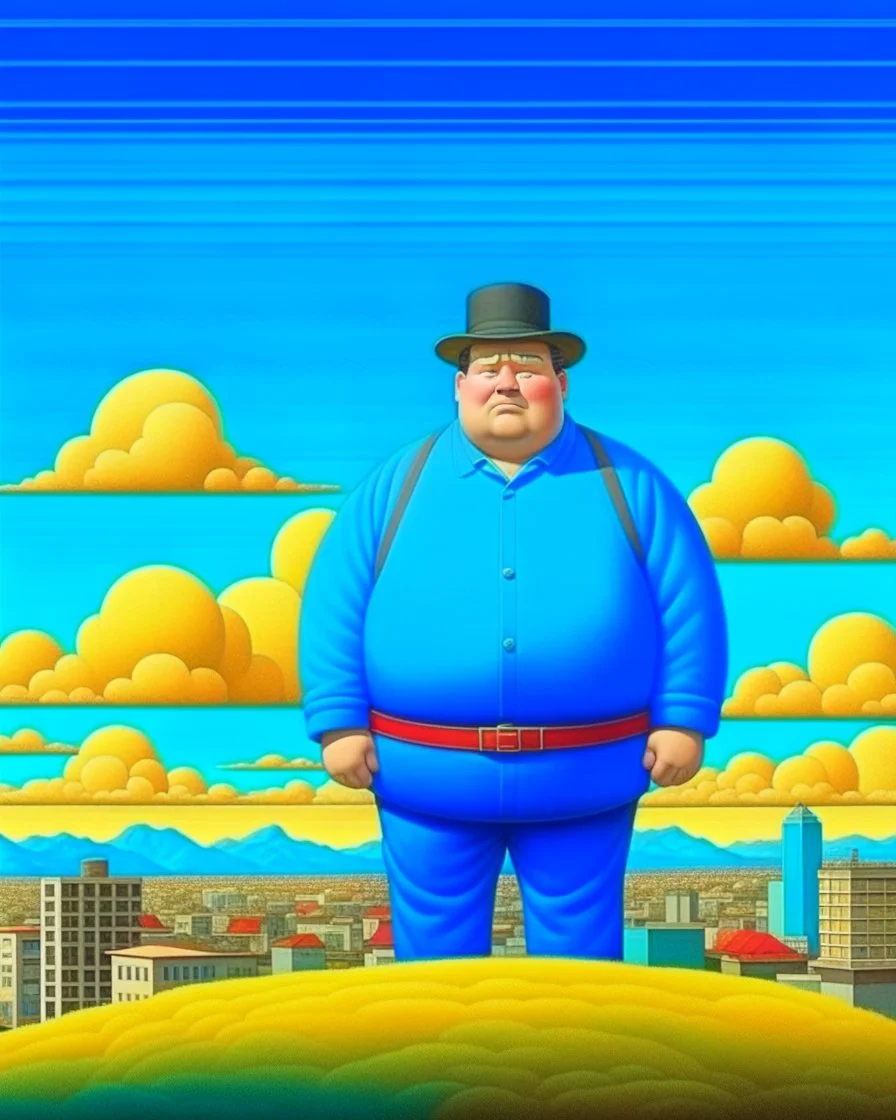 Draw an lineal illustration by the painter Fernando Botero, ultra quality, detailed, 8k, full body, clear sky with clouds