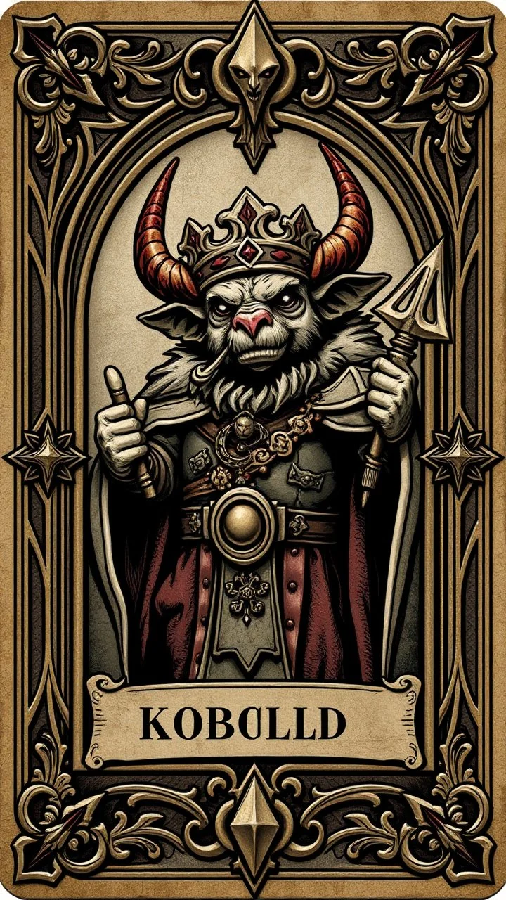 kobold king card with ornate frame