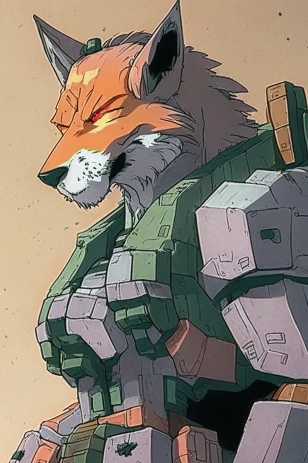 Wolf themed mecha comic style