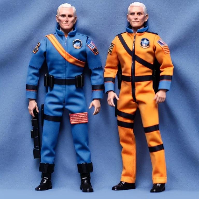 Mike Pence G.I. Joe toy Doll space force uniform, orange blue fabric, guns, wall packaging for sale