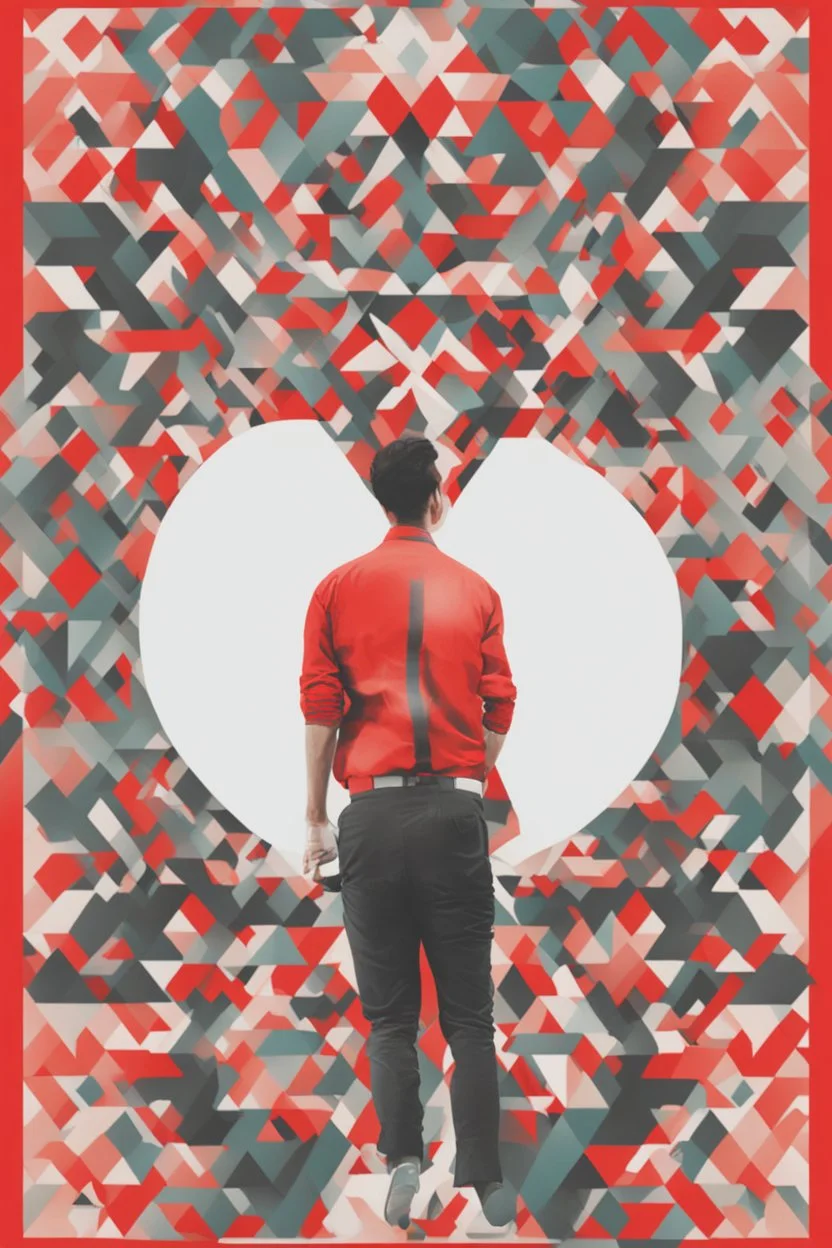 art , minimal ,man with red background