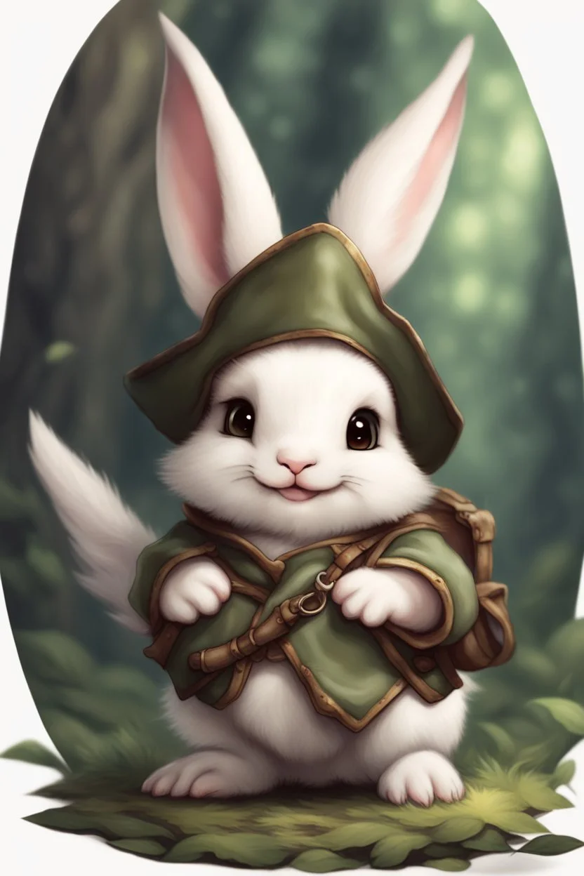 Cute chubby bunny floppy ears adventurer dnd art realism pocket dragon