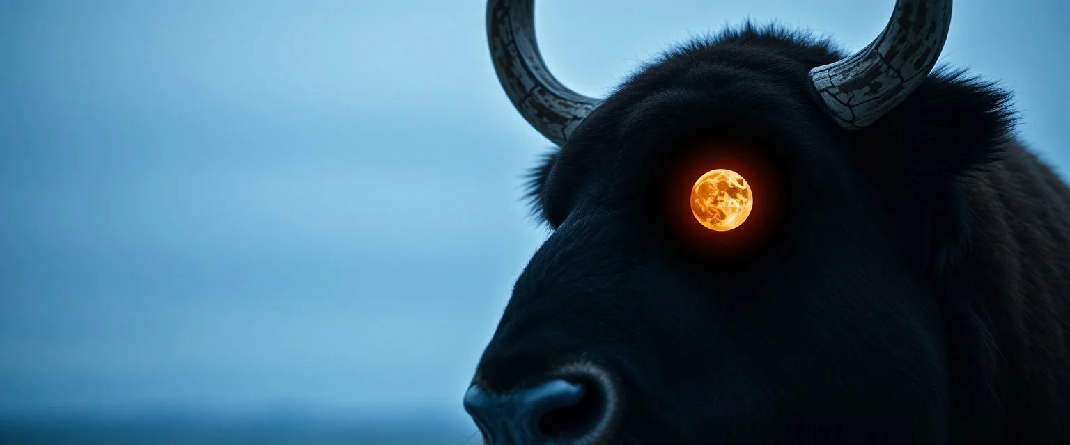 eyes of hound bison reindeer yoga man with the moon in the pupils