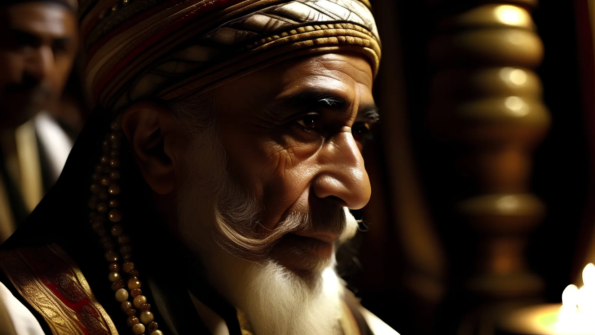 A close-up view of one of the mighty Muslim rulers in his palace