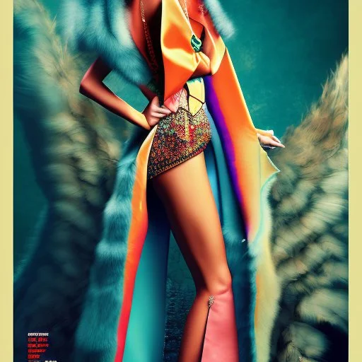 A vogue-like poster. Colourful, fashion.