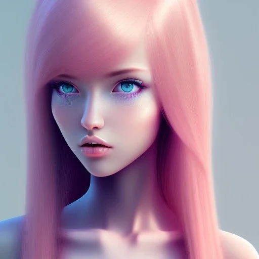 girl, cute, beautiful, long pink hair, side view