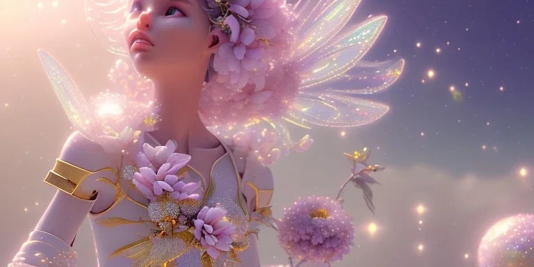 crystal subtle flower in a galactic ambiance beautiful fairy, transparent, delicate colors, in the foreground, full of details, smooth，soft light atmosphere, light effect，vaporwave colorful, concept art, smooth, extremely sharp detail, finely tuned detail, ultra high definition, 8 k, unreal engine 5, ultra sharp focus