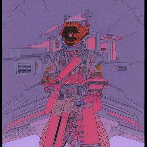 portrait of a techno samurai by Moebius