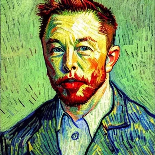 Elon musk painted by van gogh