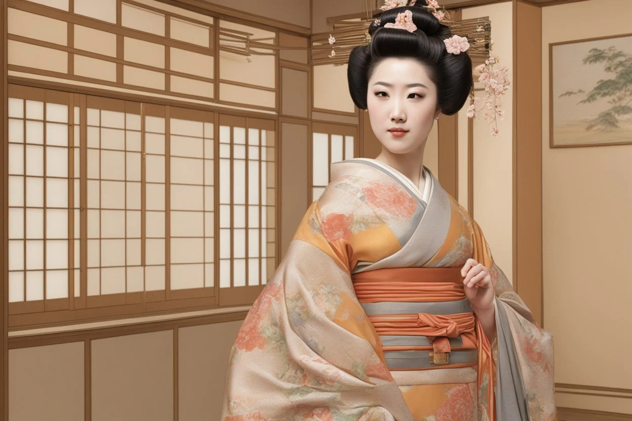 **Orientalism masterpiece of woman in geisha clothes interior is hyper detailed --ar 13:10 --v 5.1