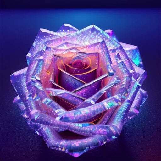 transparent multicolor crystal rose highly detailed, glowing,Insanely detailed photograph of an elaborate beautiful fantasy art album cover art 4K 64 megapixels 8K resolution HDR Greek shiny space colours jewelry celestial hair eyes light