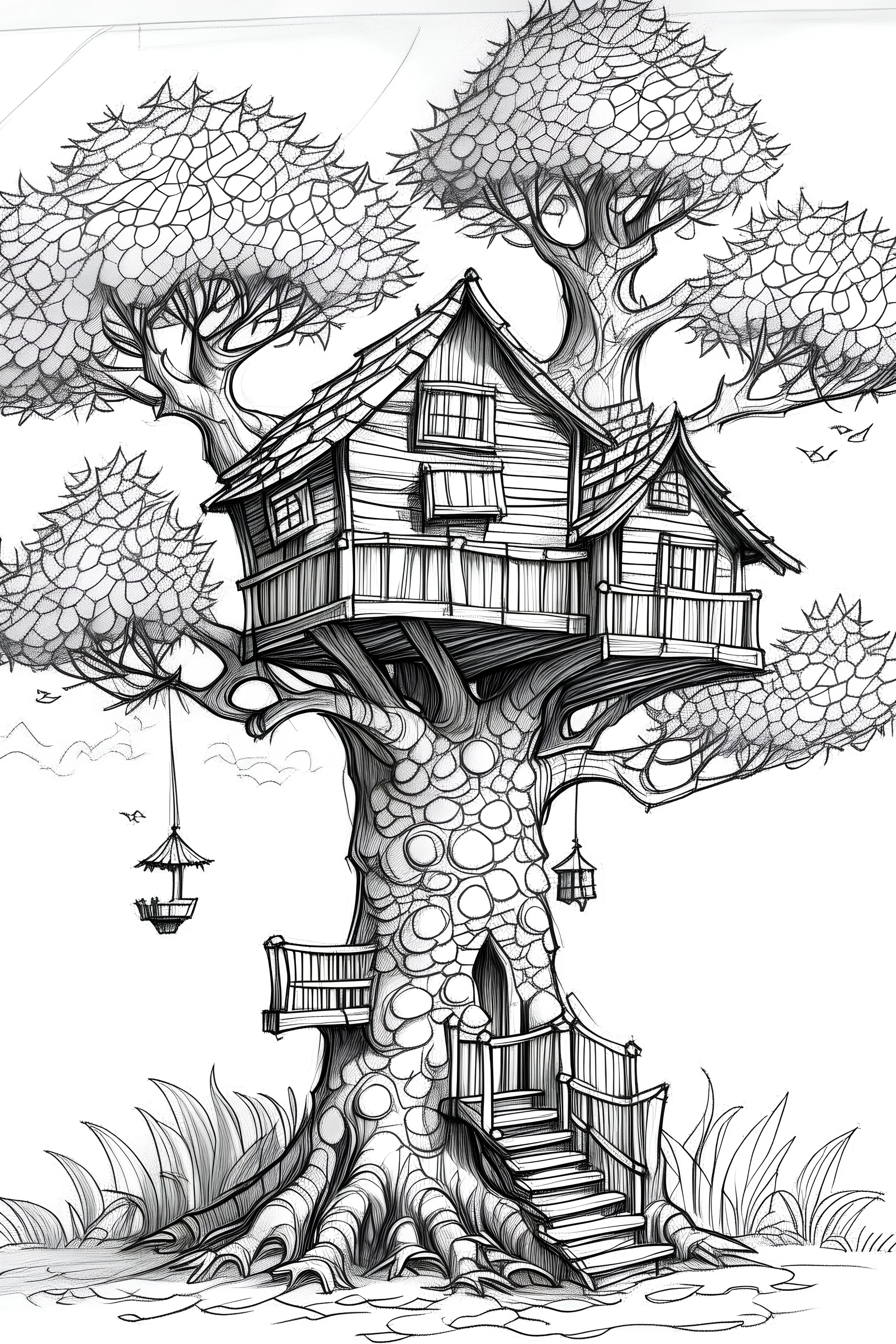 dibujo casa con forma de arbol