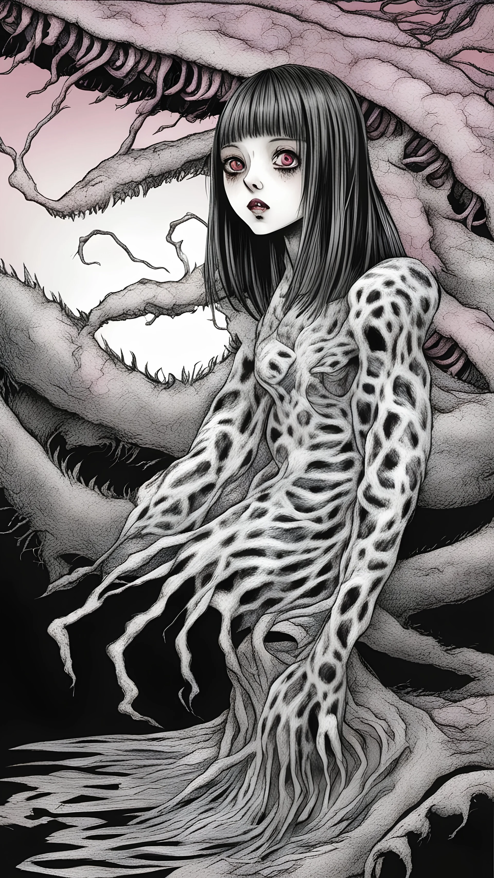 Manga girl Monster Junji Ito style