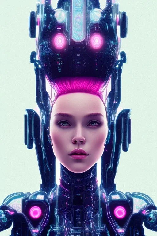 cyberpunk, head, women, portrai, tron, cyborg, robot, cyborg, pink hair, seven , perfekt, real, dream