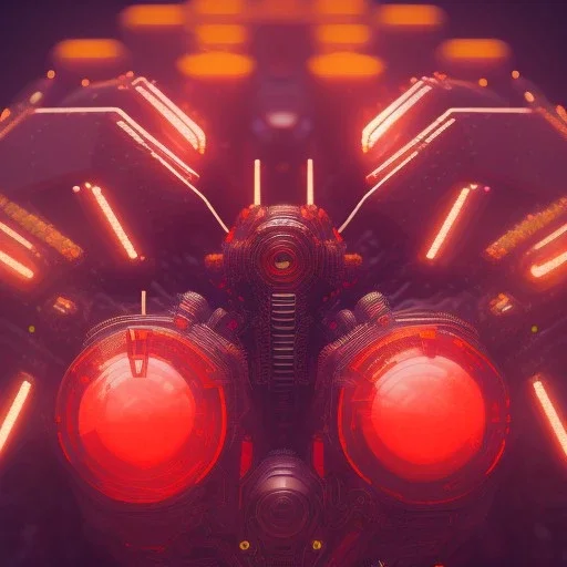 portrait painting of a cyberpunk red robot spider, ultra realistic, intricate details, ultra highly detailed, shiny, smooth, studio quality, octane render, Surrealism, Triadic colour scheme,glow-stick, ambient lighting,nightclub lighting, polaroid, 100mm, --ar 1:1 --v4