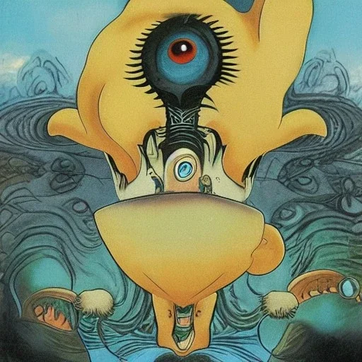  kaiju with five eyes and three ears by walt disney and dali