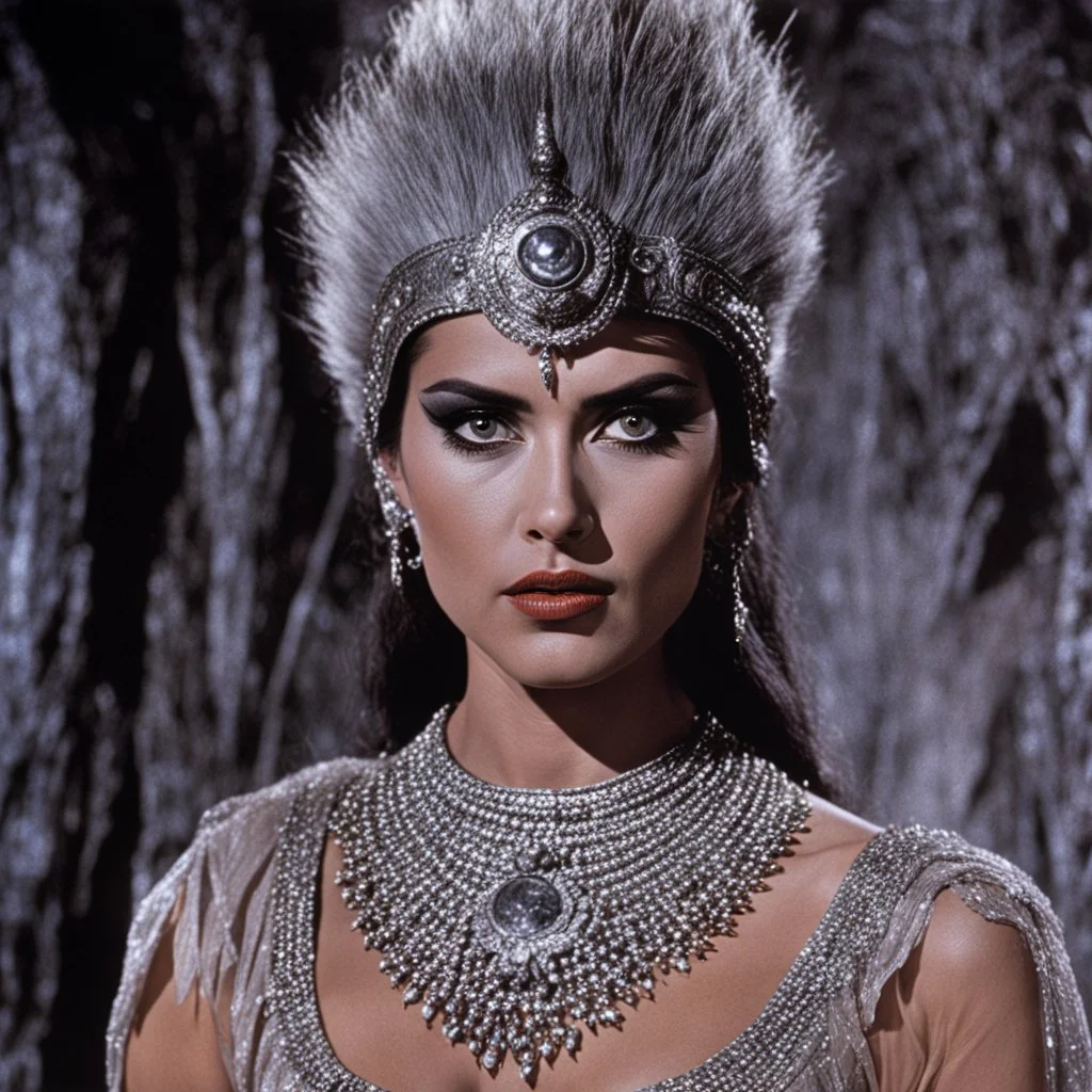 [Jason and the Argonauts (1963)] Surpanakha, with her twisted form and ferocious demeanor, presents a stark contrast. Her appearance is more ominous, bearing the marks of her demonic lineage. Her once alluring features have been distorted, reflecting the darkness that resides within her.Surpanakha's eyes, filled with a fiery intensity, convey a sense of danger and aggression. Her twisted form, with sharp claws and teeth, symbolizes her predatory nature and the ferocity with which she pursues her