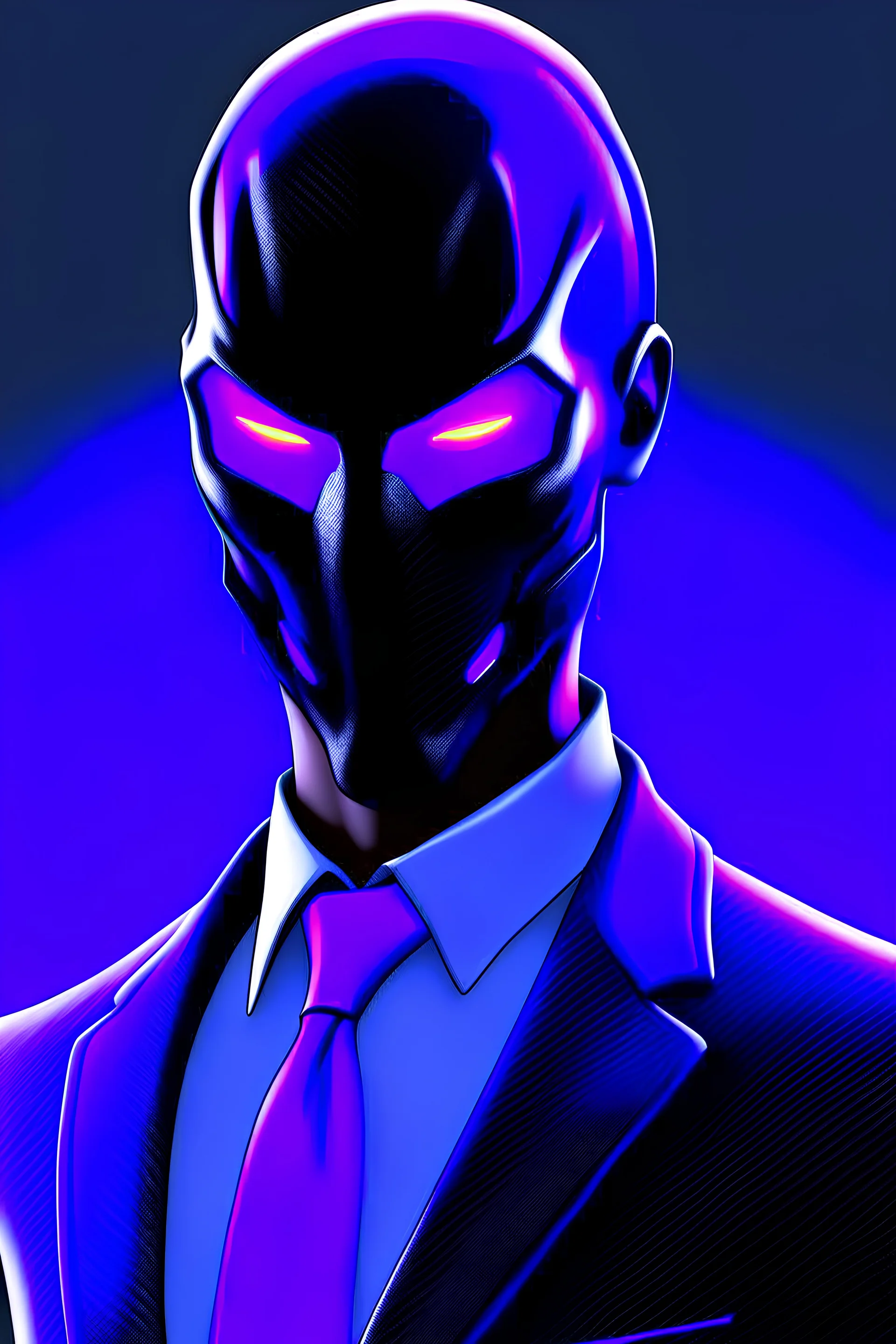 Titanium man black suit purple eyes