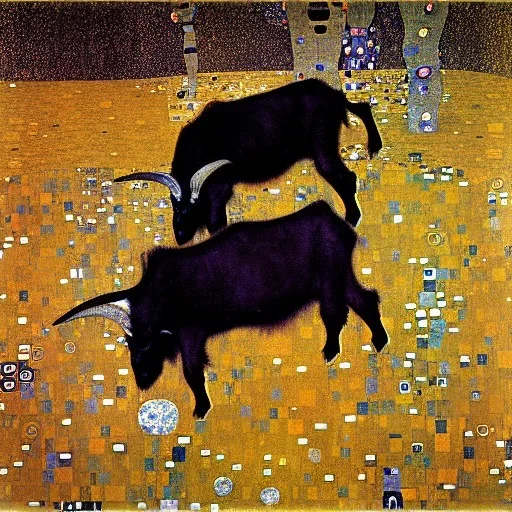 goats floating in outer space fall colors GUSTAV KLIMT