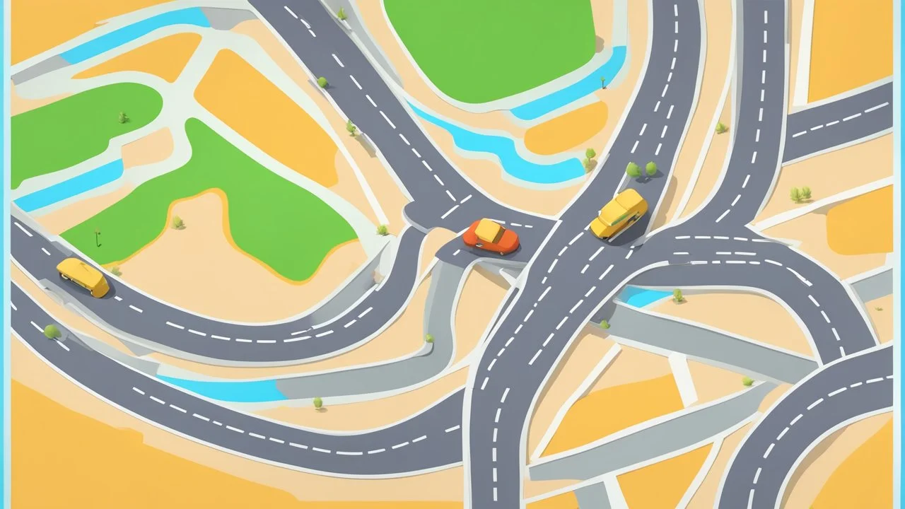 illustration of map road super block top view 3d style. HD.