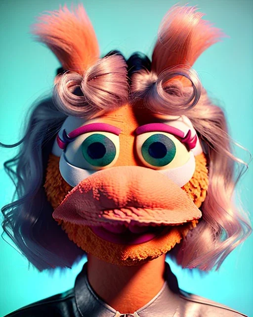 Portrait, hybrid character, waitress woman with monster muppet mask that covers her entire head, retro style, Sesame Street style, smooth, unreal engine 5, god lights, ray tracing, RTX, lumen lighting, ultra detail, volumetric lighting, 3d.