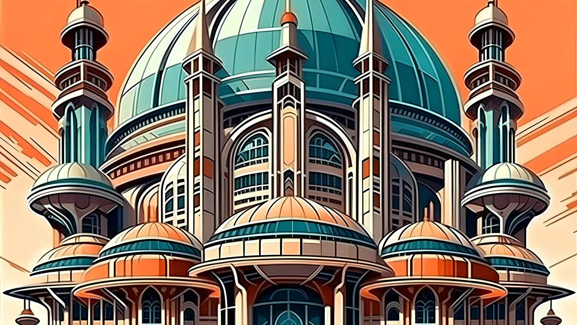 <lora:1970RetroFuturism:0.5> 1970retrofuturism <lora:FutuCityunomo-10:0.5> a arabic metropoli, huge building on retro futurism style, arabic art culture, a lot of buildings, onion domes