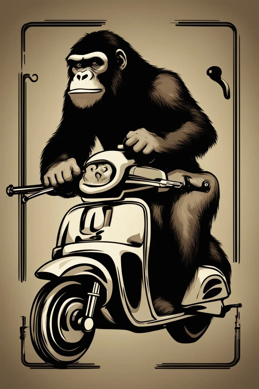 Ape on a scooter, logo