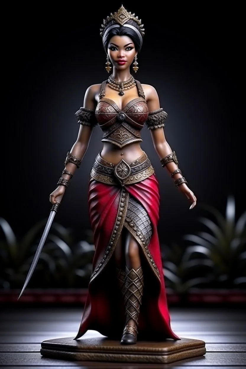 tabletop role-playing miniature of a beautiful women Indonesia. full body. concept art hyperrealism, 4k, realistis