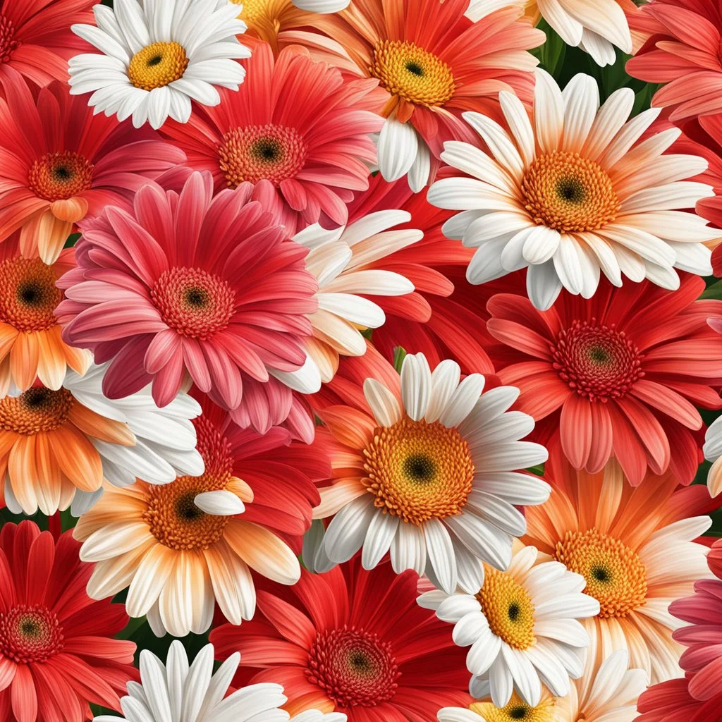 gerbera daisy flower on white background, illustration, seamless tileable texture