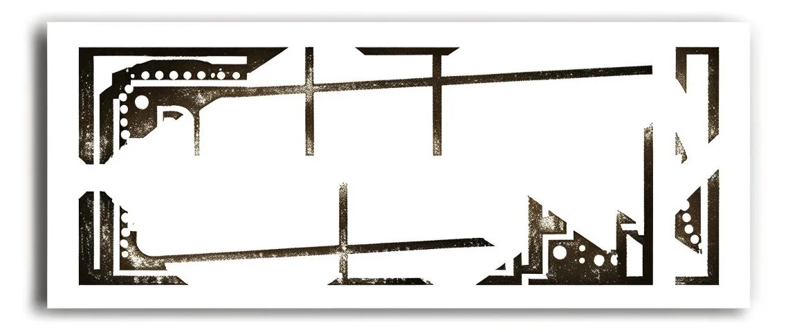 decorative corner elements(top left and bottom right) inspired by steam locomotive railroad and engraved stamps. antique printing