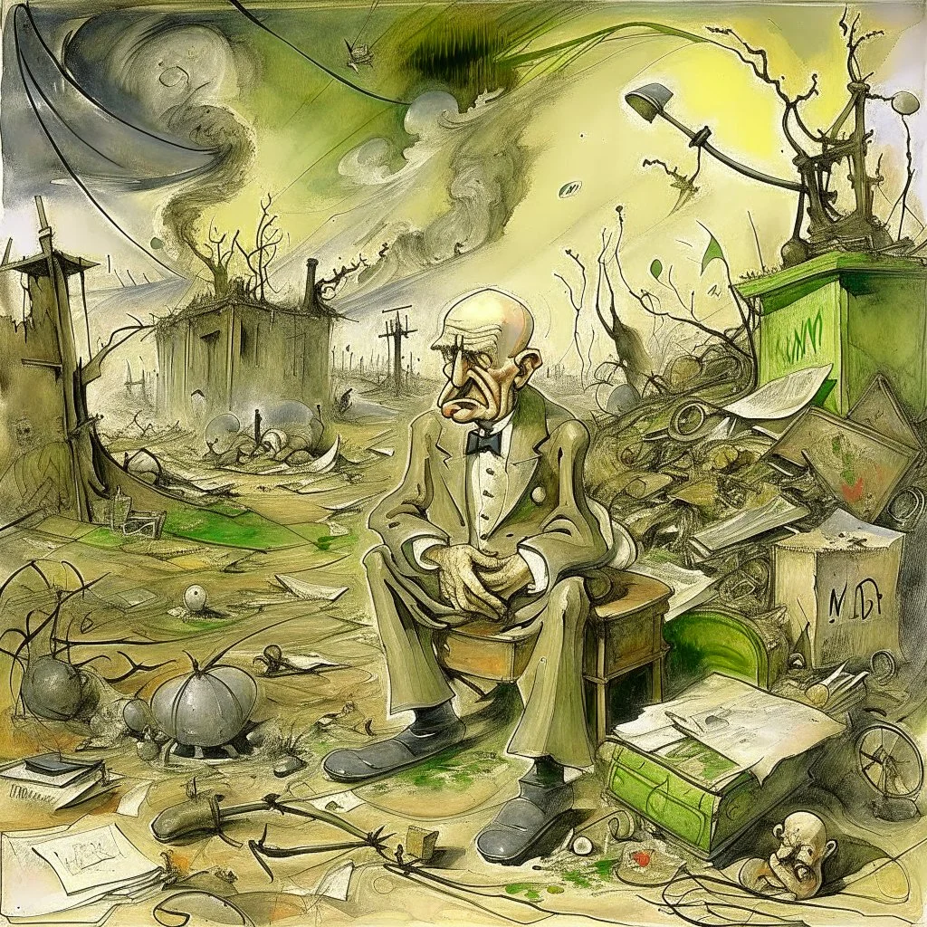 Nothingness and distressing anguish old nightmare wasteland noon light George Grosz