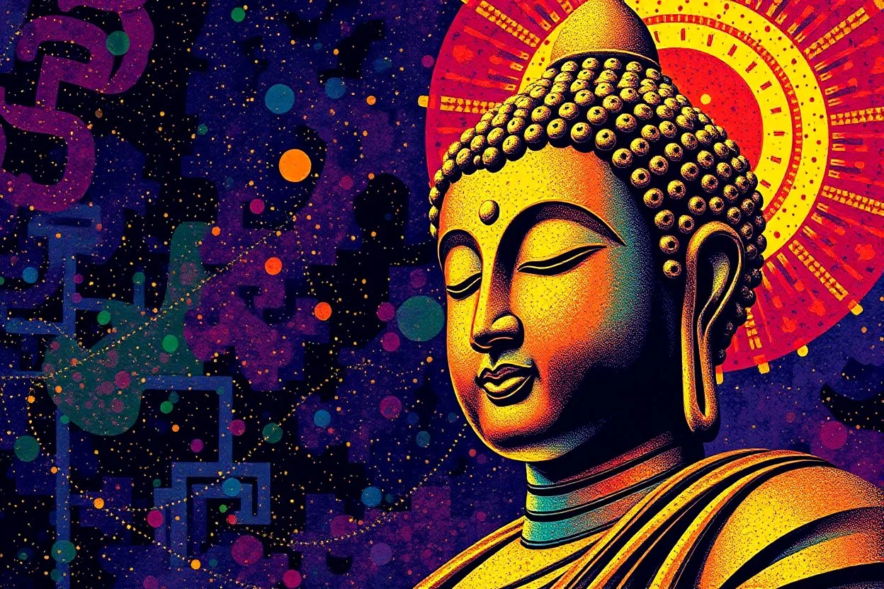 pop art pixels 1000 images budha in the style of klimt