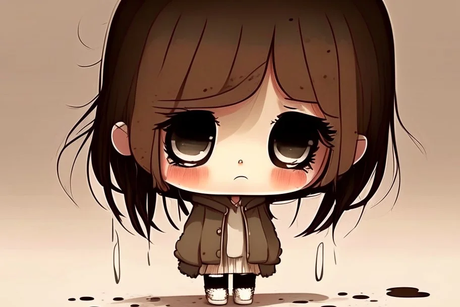 cute sad lonely chibi girl