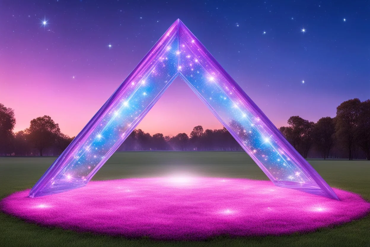 magic brightness triangle structure of light and bluebeam in a magic blue and pink lawn in a fairy cosmo, with lightness sky