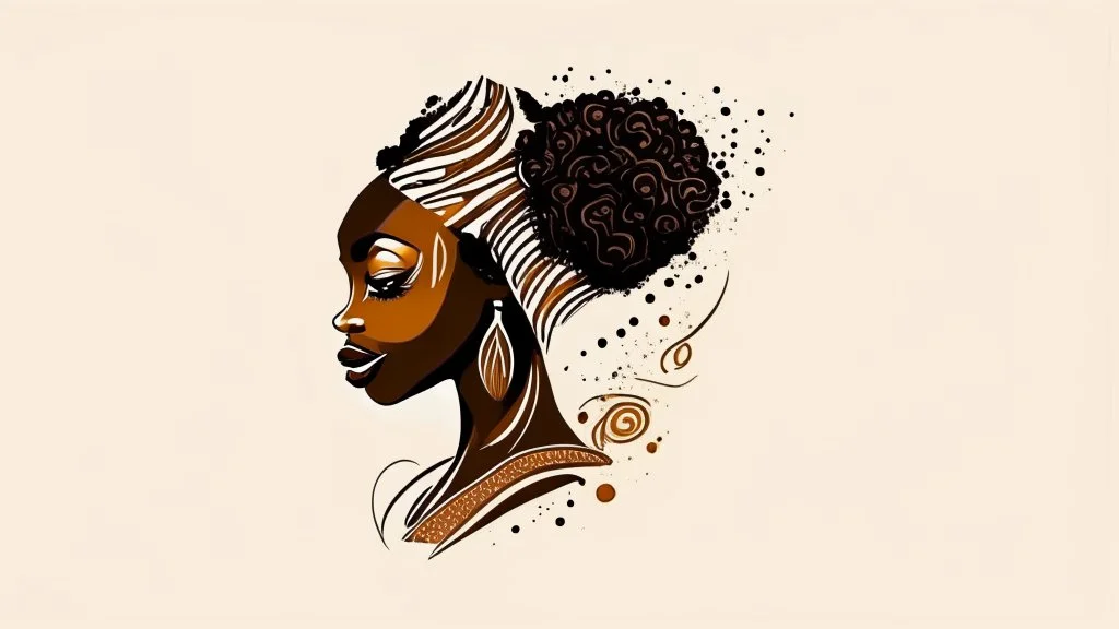 Logo, design, African woman, graphic, drawing, white background, cartoonthe