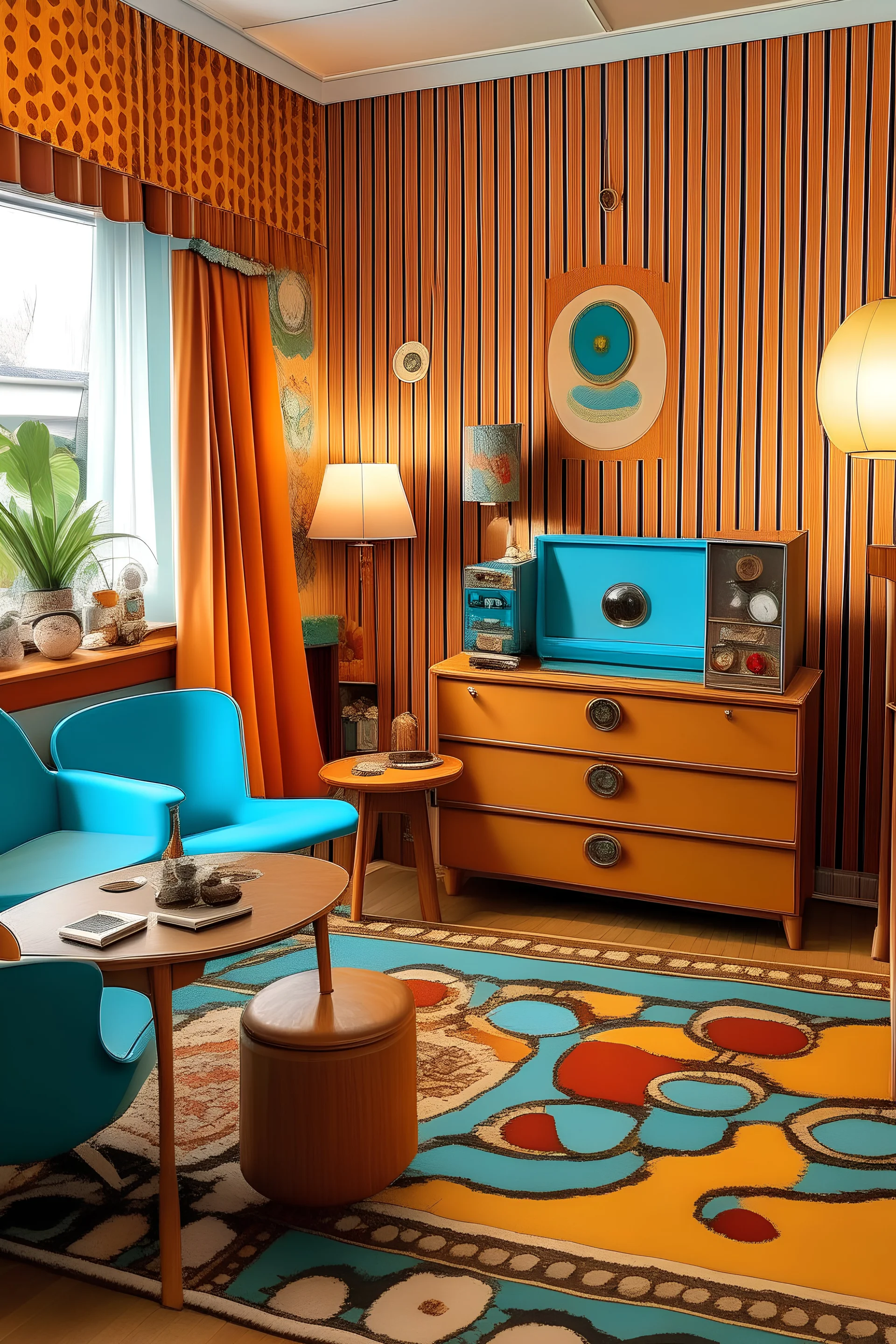 A vintage room embodying the essence of the 1960s