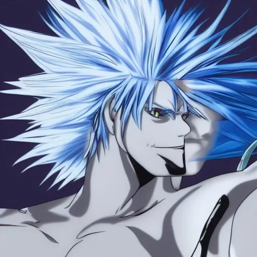 Blue hair, 8k , like grimmjow but most beautiful from bleach