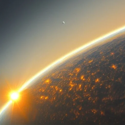 the sun rising over earth from space