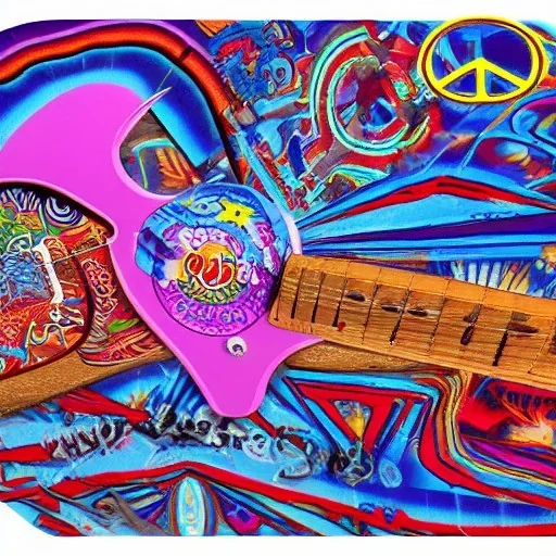 PEACE guitar PEACE psychedelic hippie trippy acid LSD PEACE GUITAR