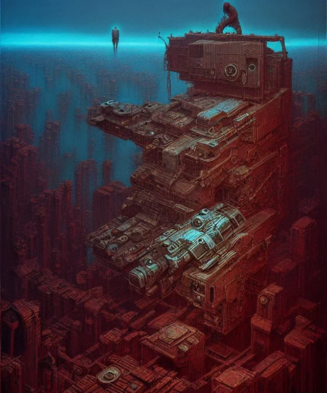 Camera., concept art, hyper detailed, beksinski, dan mumford, post-apocalyptic, oil on canvas