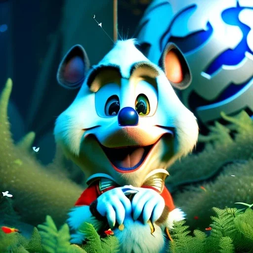 cute disney animation style fluff, 8k resolution, ultra hyperdetailed, Unreal Engine 5, very small details, realistic, normal colours, realistic lighting, complex 3d render, cinema 4d