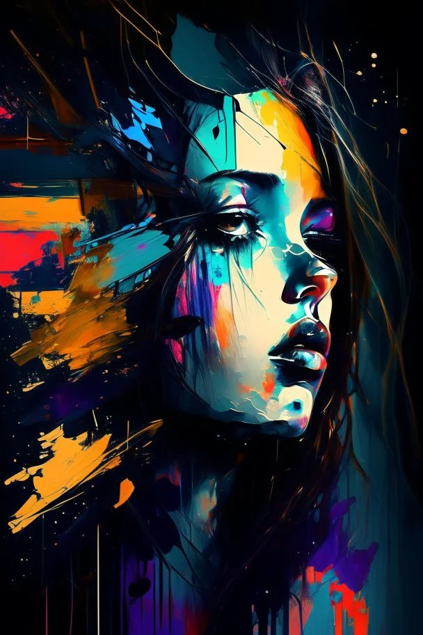 Abstract art night girl