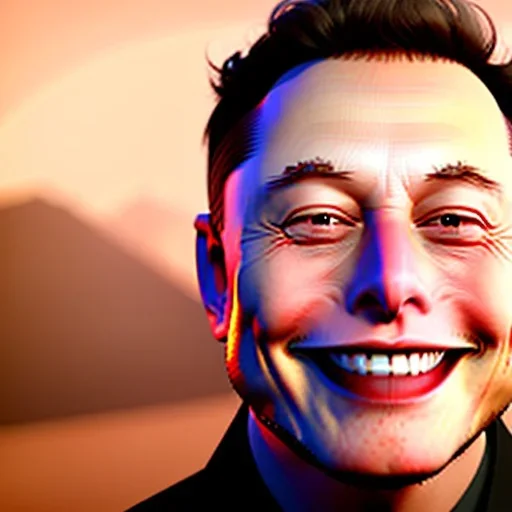 Goofy bucktooth smile on Elon musk