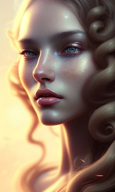 porno model , cute, beautiful, long hair, wavy hair, curly hair، black eyes, head and shoulders portrait, cinematic, 8k, resolution concept art portrait by Greg Rutkowski, Artgerm, WLOP, Alphonse Mucha dynamic lighting hyperdetailed intricately detailed